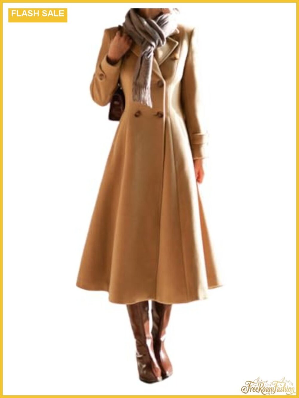 Long Wool Coat Women Peacoat Trench Double Breasted Winter